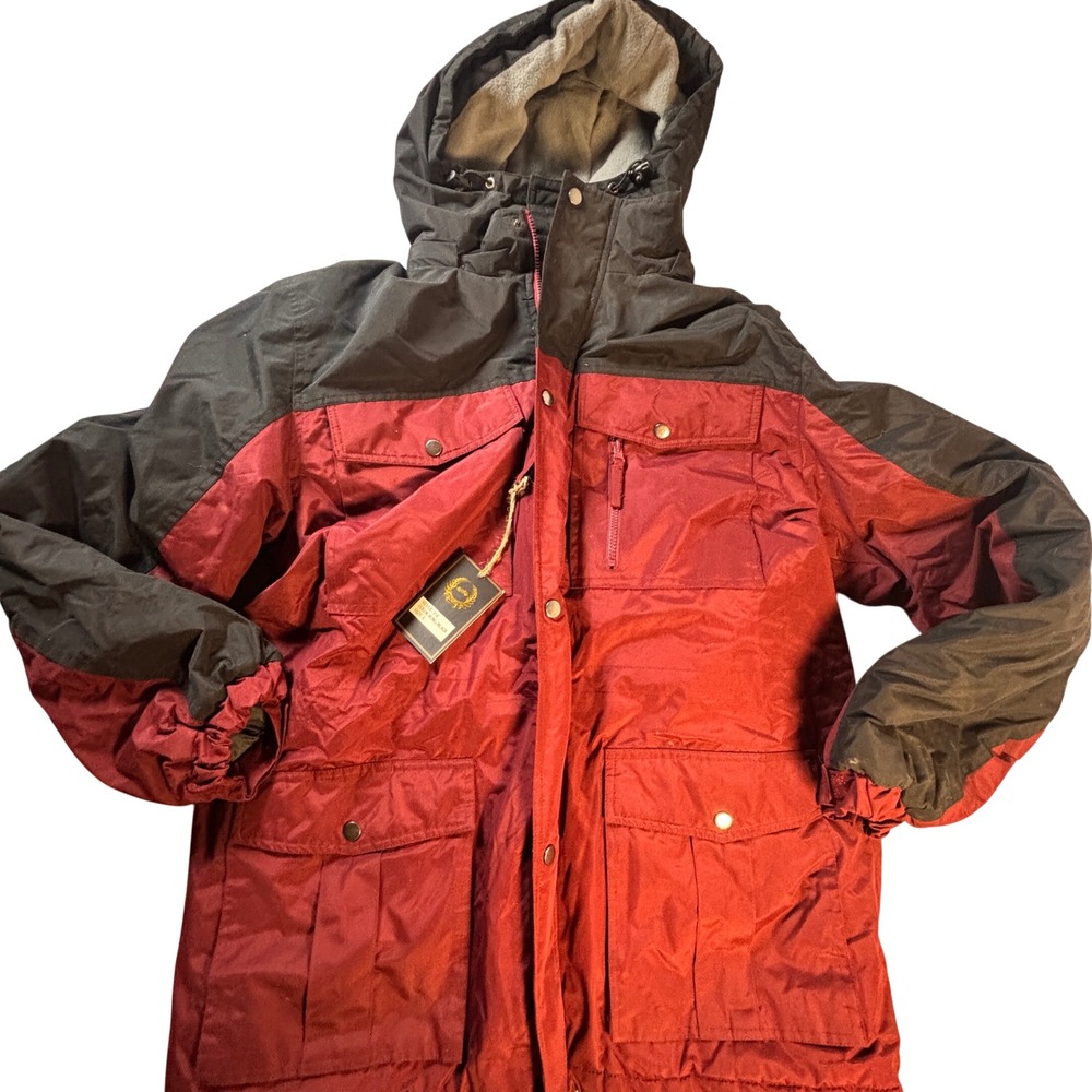Jack Frost Men's Large Winter Ski Jacket NWT Burgundy Black Hooded Insulated